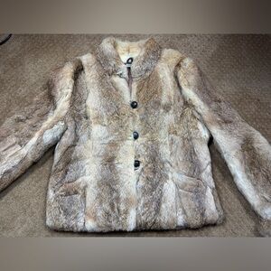 Real rabbit fur vintage women jacket